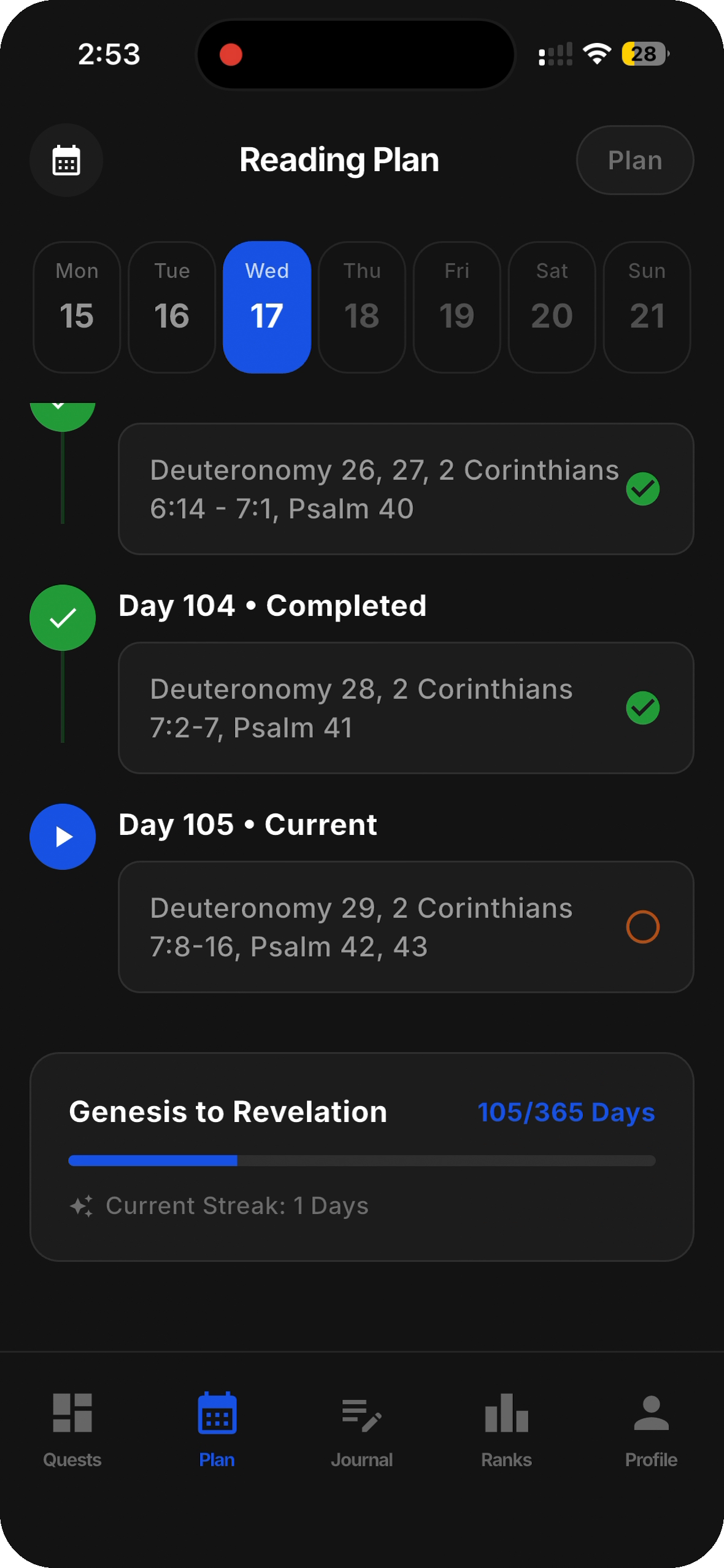 DBRM reading plan and progress